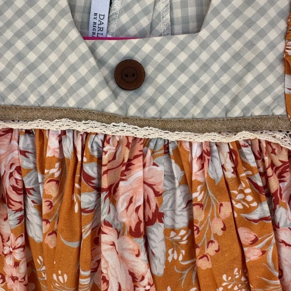 Darling Mae Ricrac & Ruffles Floral Dress 3T Cottagecore Prairie Boutique